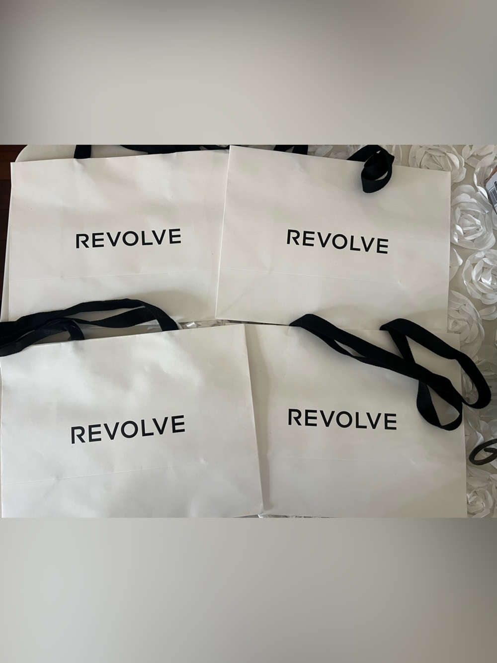 REVOLVE White shopping bag with Black Handles